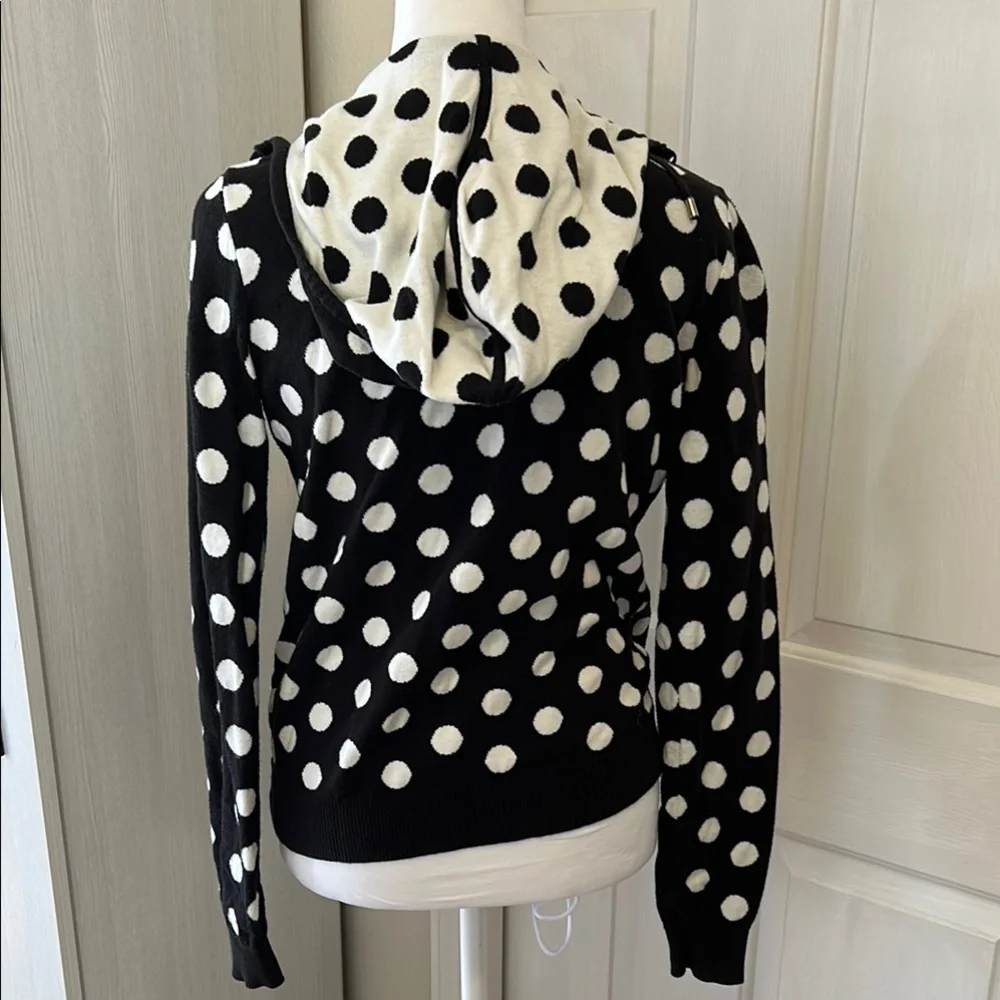 Liz Claiborne Black and White Polka Dot Hoodie Sz S